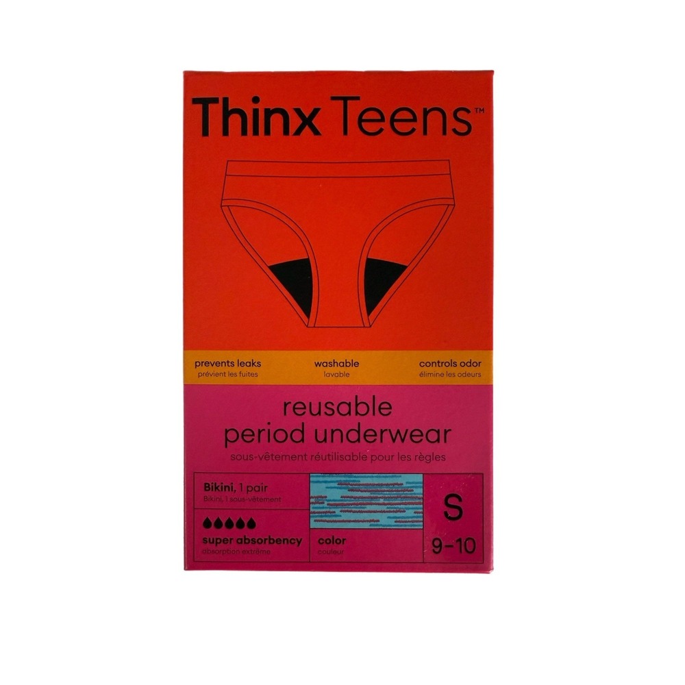 Thinx‎ Teens Reusable Period Underwear Panties Blue/Pink Super Absorption Small